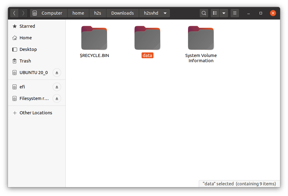 Access VHD mounted image on Ubuntu via Graphical file manager