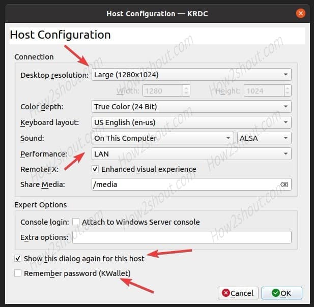 Configure the RDP settings