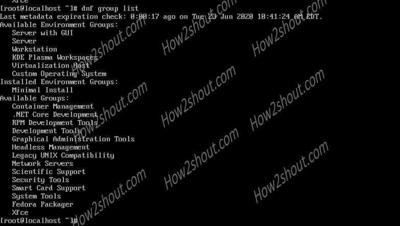 CentOS 8 Group List of GUI