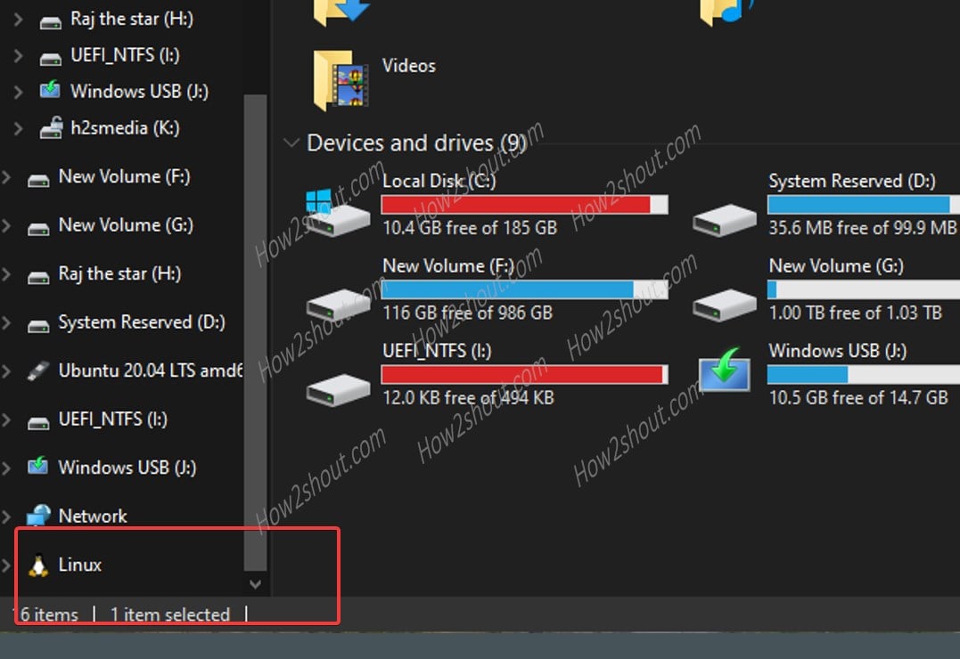 Windows subsystem for Linux icon in the file explorer