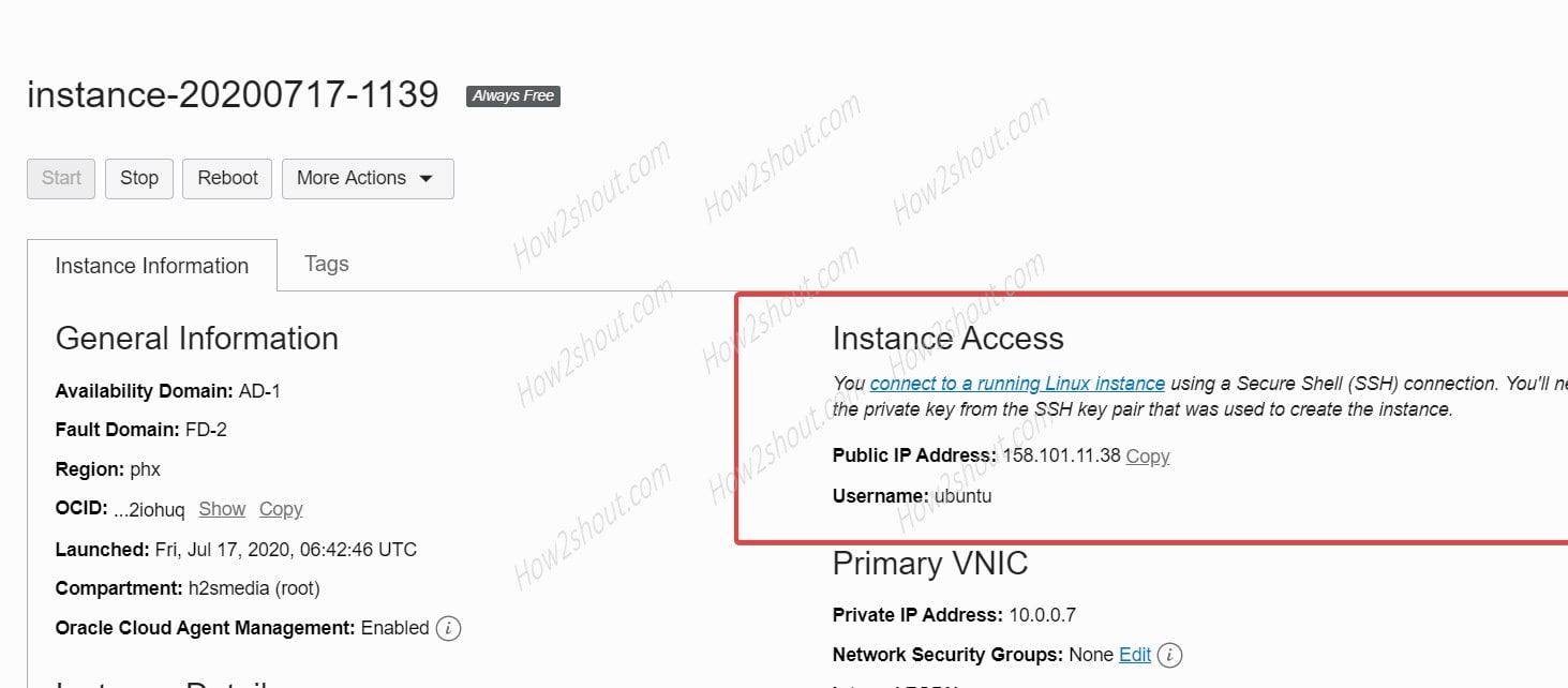 Intance Access details min