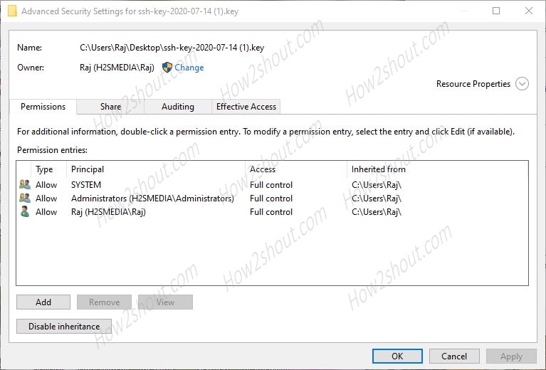 Remove SSH provate key too open permission error min