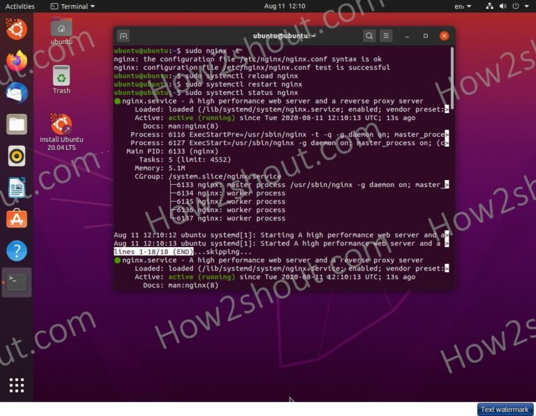 Reload or restart Nginx on Ubuntu 20.04 LTS server