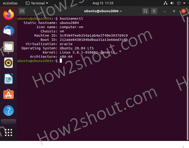check the existing Ubuntu hostname of your PC