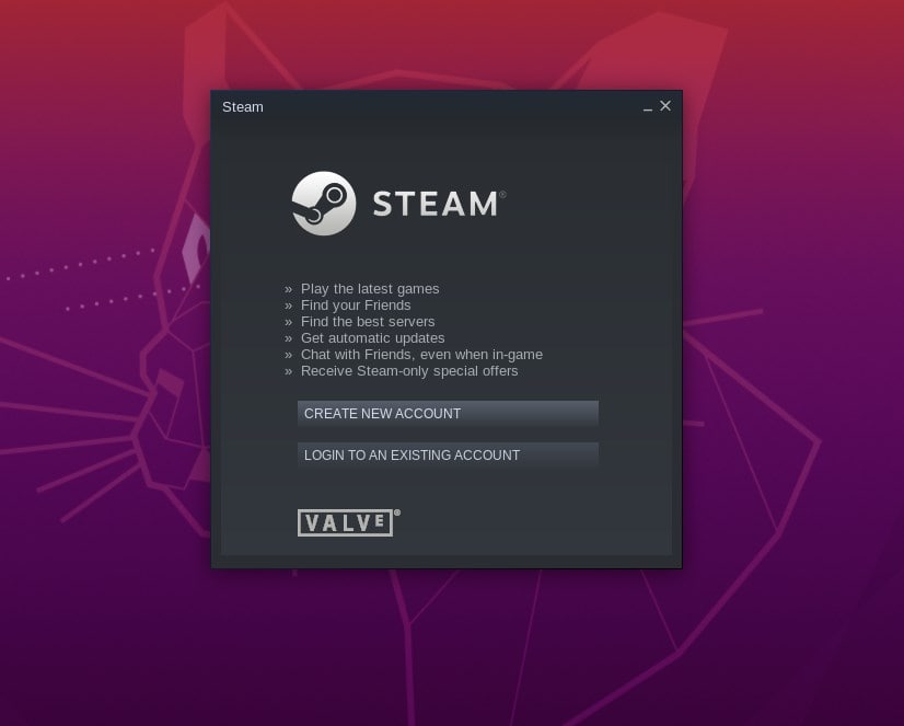 Create Steam account or login on Ubuntu