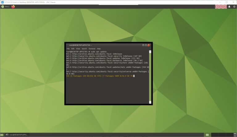 WSL Ubuntu 20.04 GUI desktop running terminal