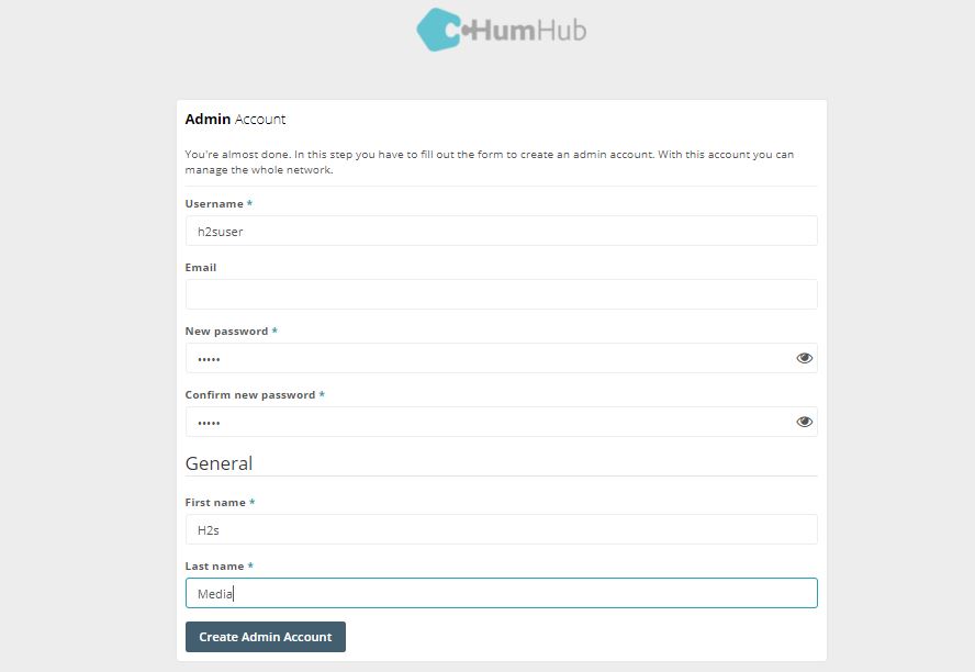 Create An admin account for HumHub social network