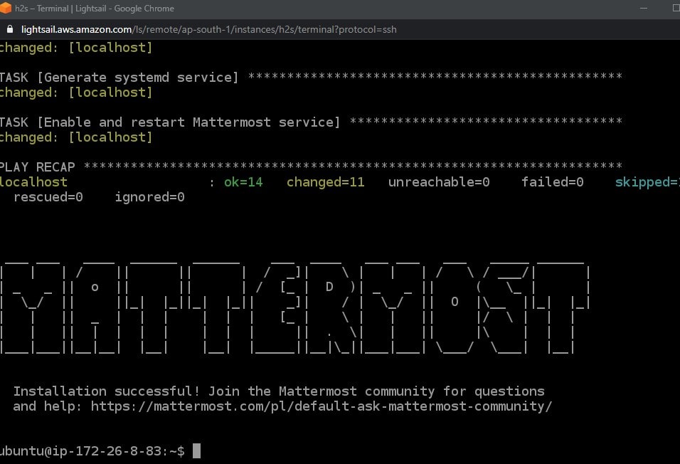 MatterMost installation is done on Ubuntu 20.04 Linux min