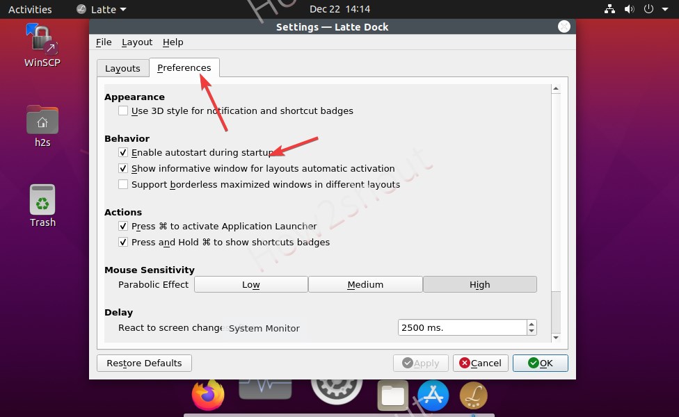 Enable autostart with system start up or boot