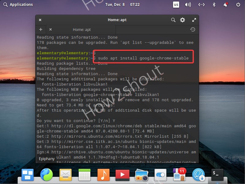 command to install Google Chrome on Elementary OS latest version