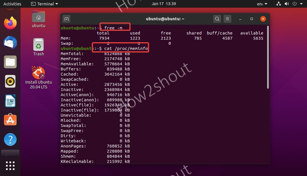 Check Free RAM and other details of Memory using command min