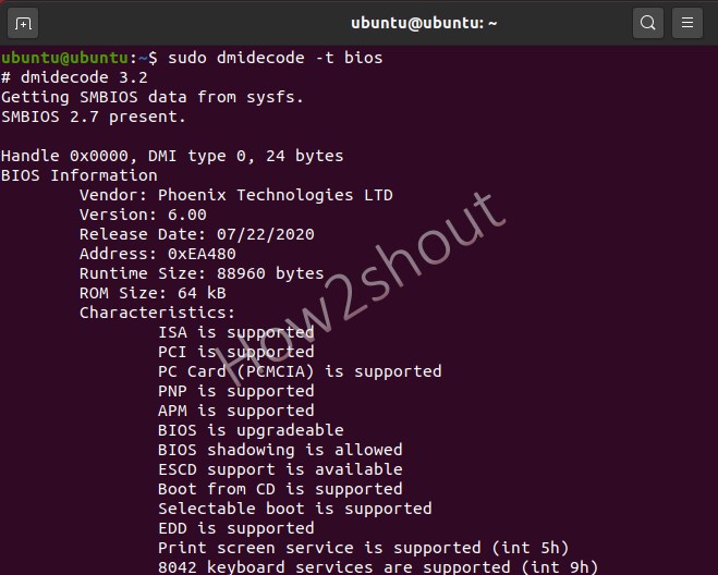 Command to check Linux systems BIOS information