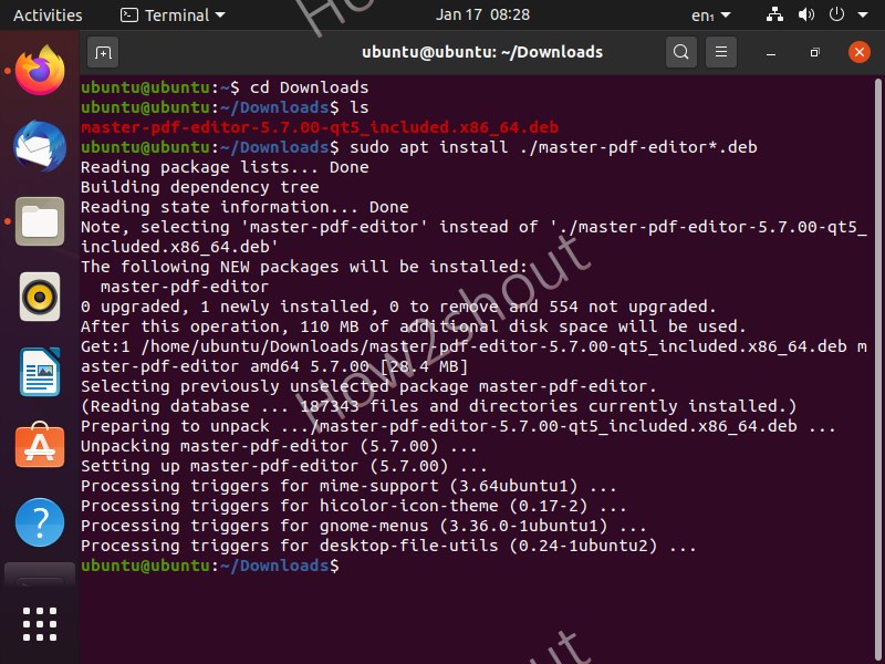 Command to install Master PDF editor on Ubuntu