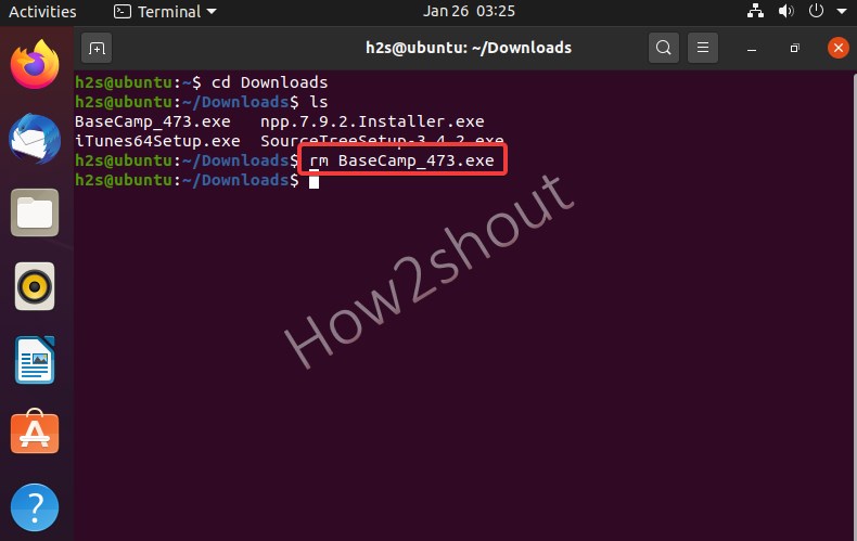 In Linux delete file using terminal