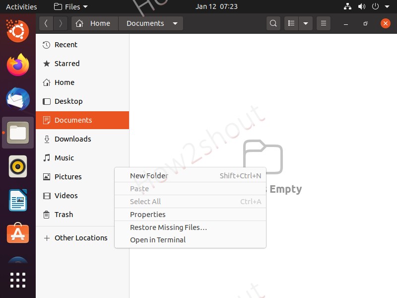 No New Document option in the Ubuntu context menu