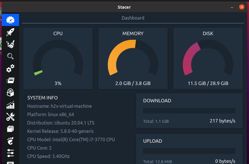 Stacer Linux optimizer and Perfromace monitor tool