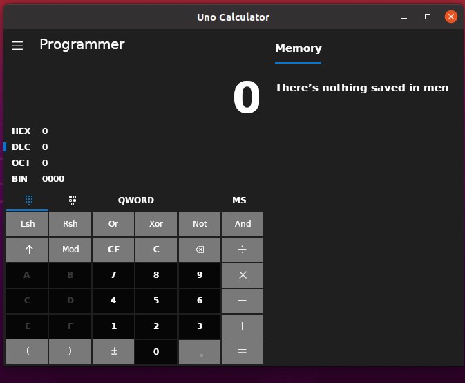 Windows 10 Uno calculcator