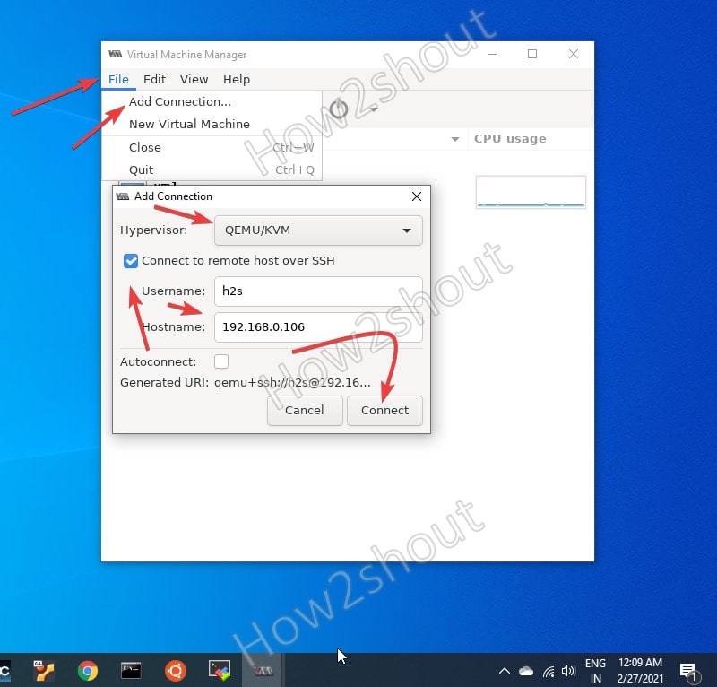 Connect to remote KVM using Virt Manager on Windows 10