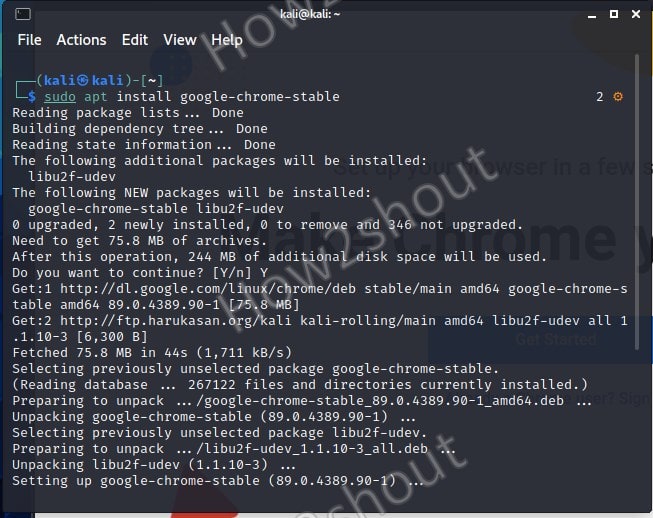 Command to install chrome browser on Kali Linux