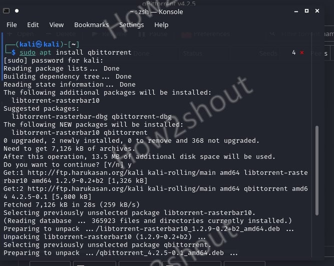 Command to install qbittorrent on Kali Linux