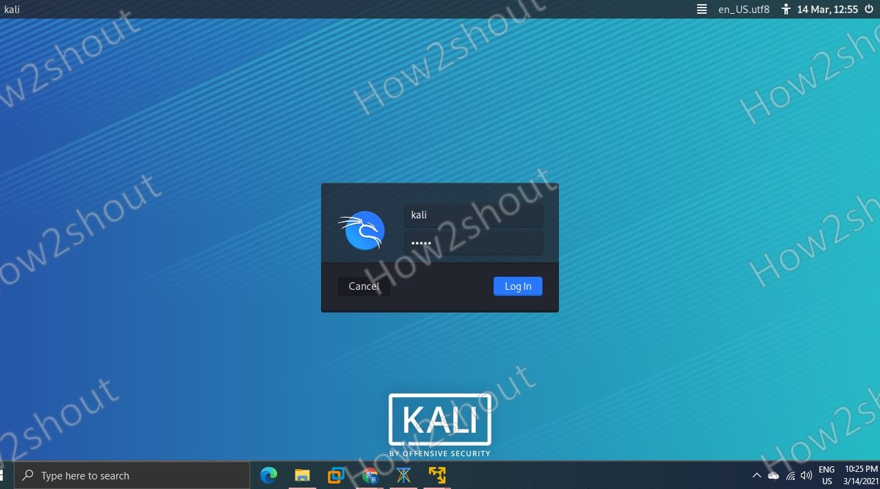 Default password for Kali Image on VMware