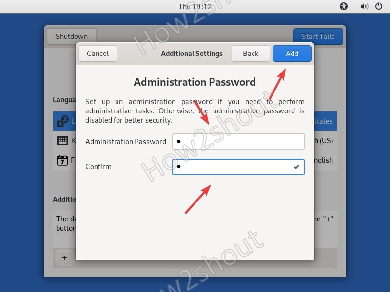 Set new root password Tails OS