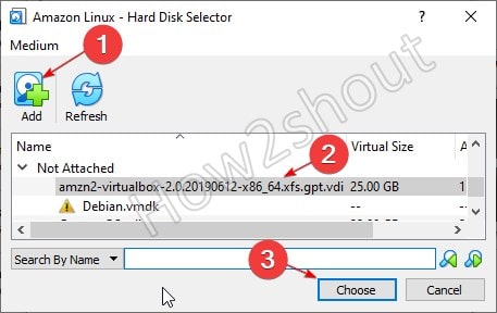 Amazon Linux Image Virtual Hard disk add to Virtual BOx