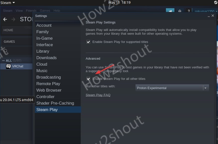 Enable Steam Play for all other titles on Linux