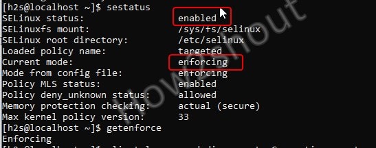 check the current status of SELinux on AlmaLInux or Rocky