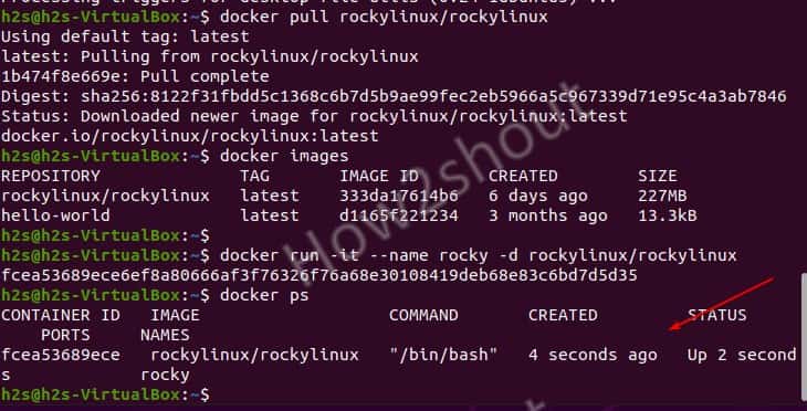Check Docker running rocky linux contianers