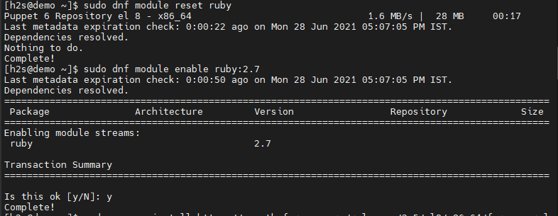 Enable Ruby module Rocky or alma
