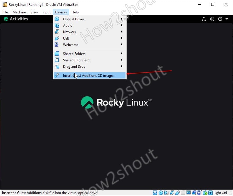 Install Virtualbox Guest Additions CD Image Rocky