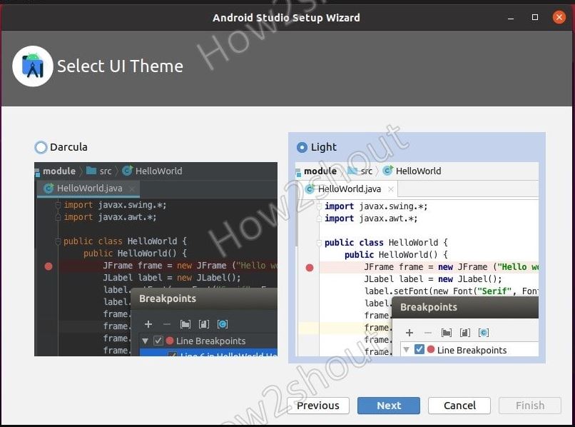 Select UI Theme for Android Studio min
