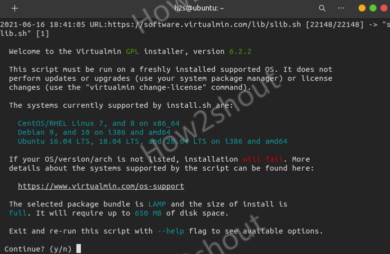 webmin or virtualmin instalaltion script on Ubuntu 20.04