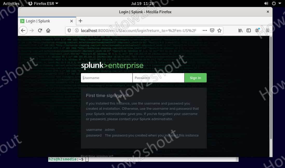 Login Splunk free Enterprise