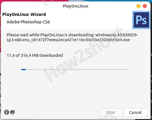 Playonlinux winzard for Adobe photoshop CS6