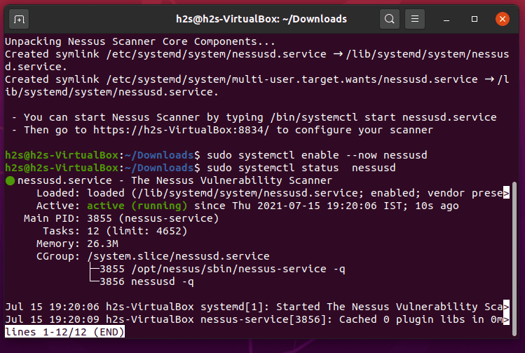 Start Nessus Scanner Services on Ubuntu 20.04