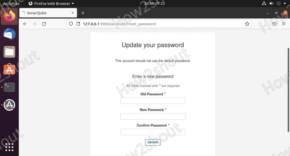 Update old password in Sonar
