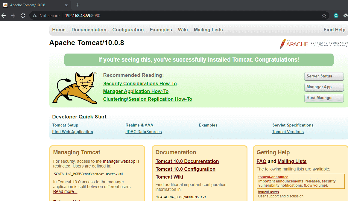 Apache Tomcat installation on Debian 11 Bulleye Linux