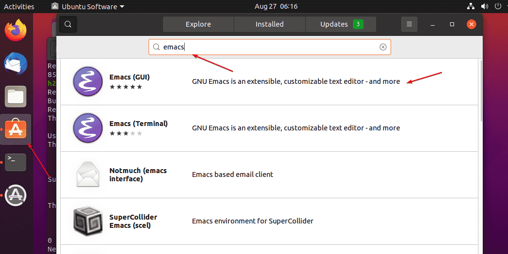 Get Emcas from Ubuntu software