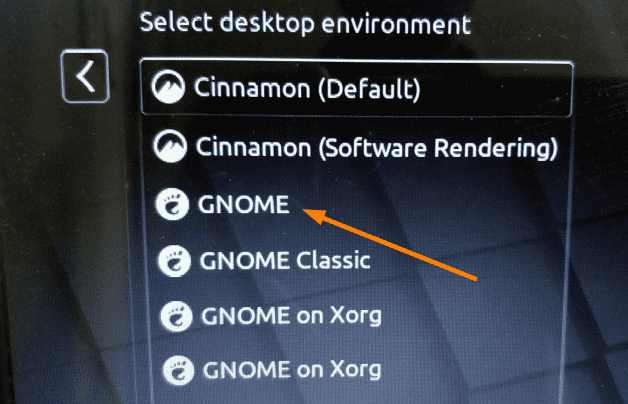 Switch to Gnome Desktop in Linux Mint min