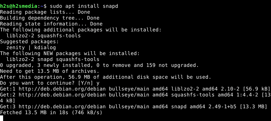 command to install snapd on debian 11
