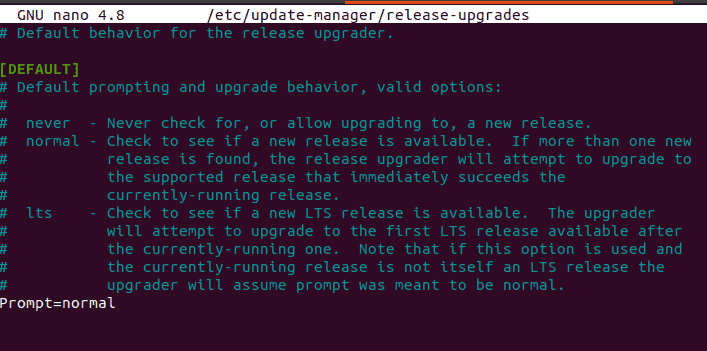 Change release upgrade from LTS to normal