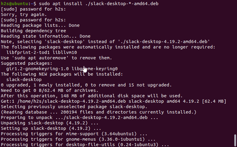 Command to Install Slack on Ubuntu 20.04