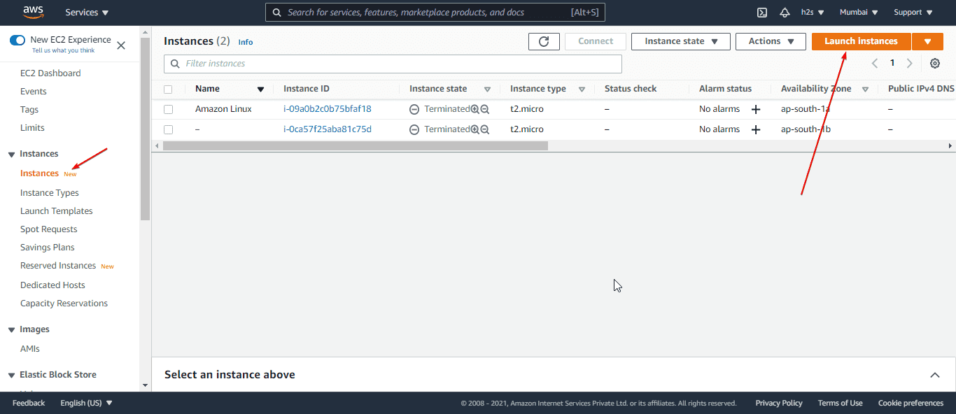 Ec2 Dashboard to access Instances