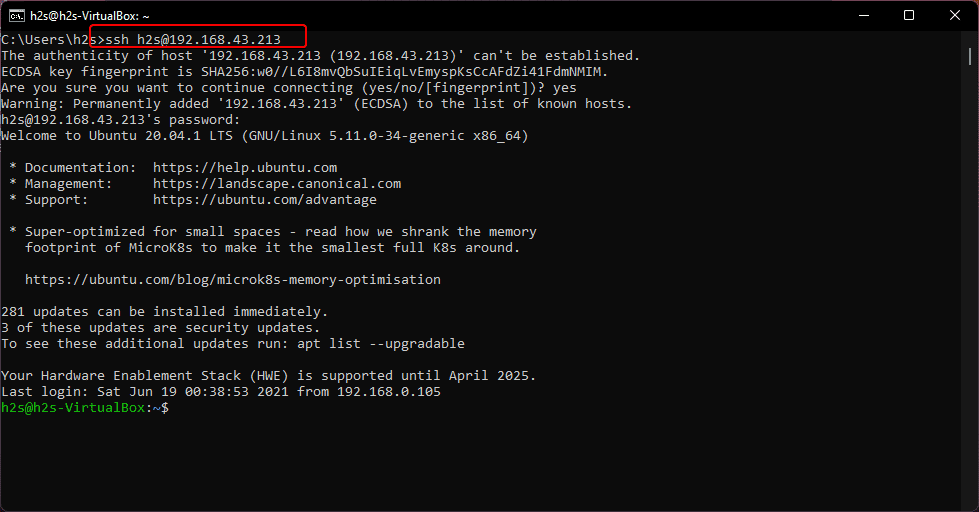 SSH command to connect remote Ubuntu 20.04 Server