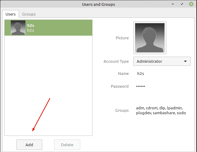 Add new Linux Mint user via GUI