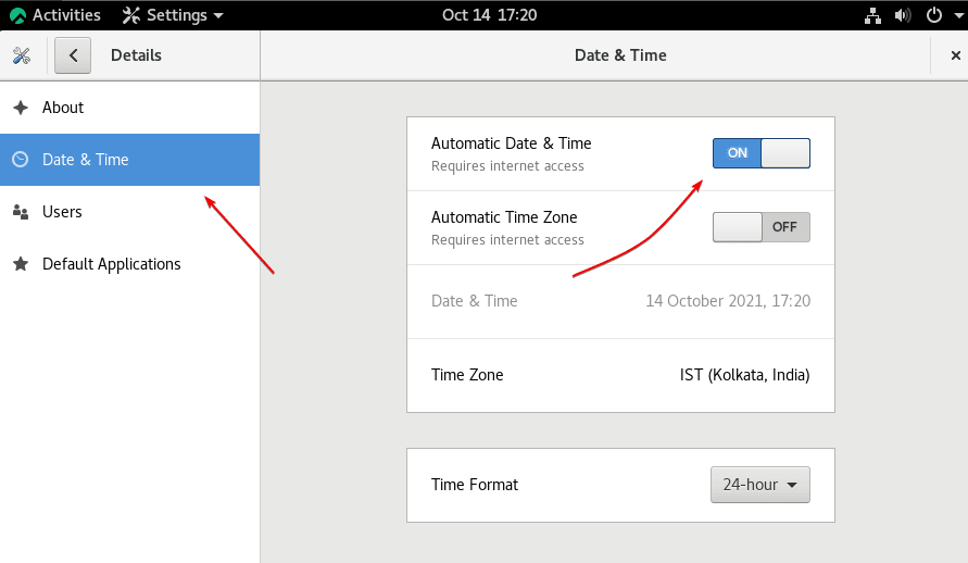 Automatice Date and time set linux