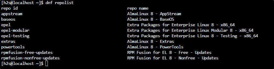 Check the list of Repository on Rocky or almalinux