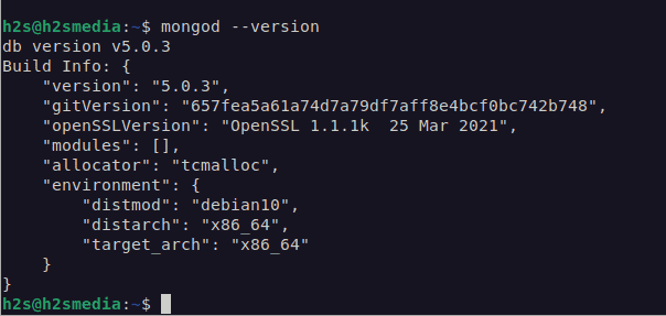 Command to check mongo database server version